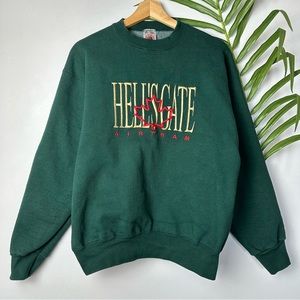 Vintage HellsGate Airtram Embroidered SuperCotton Green Crewneck